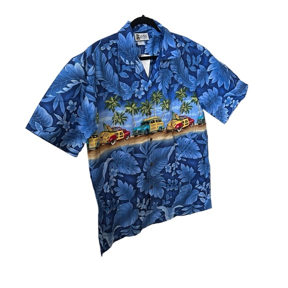 Aloha Republic Short Sleeve Blue Hawaiian Print Button Down Size Large Shirt. - Picture 2 of 8